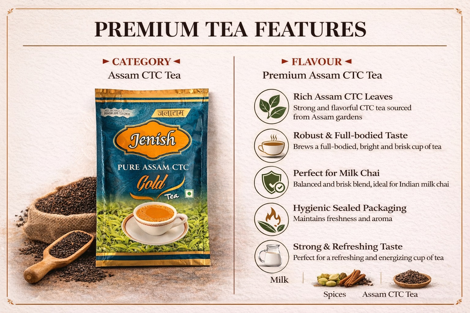 Jenish Gold Tea 250gm – Pure Assam CTC Gold Tea - Image 2