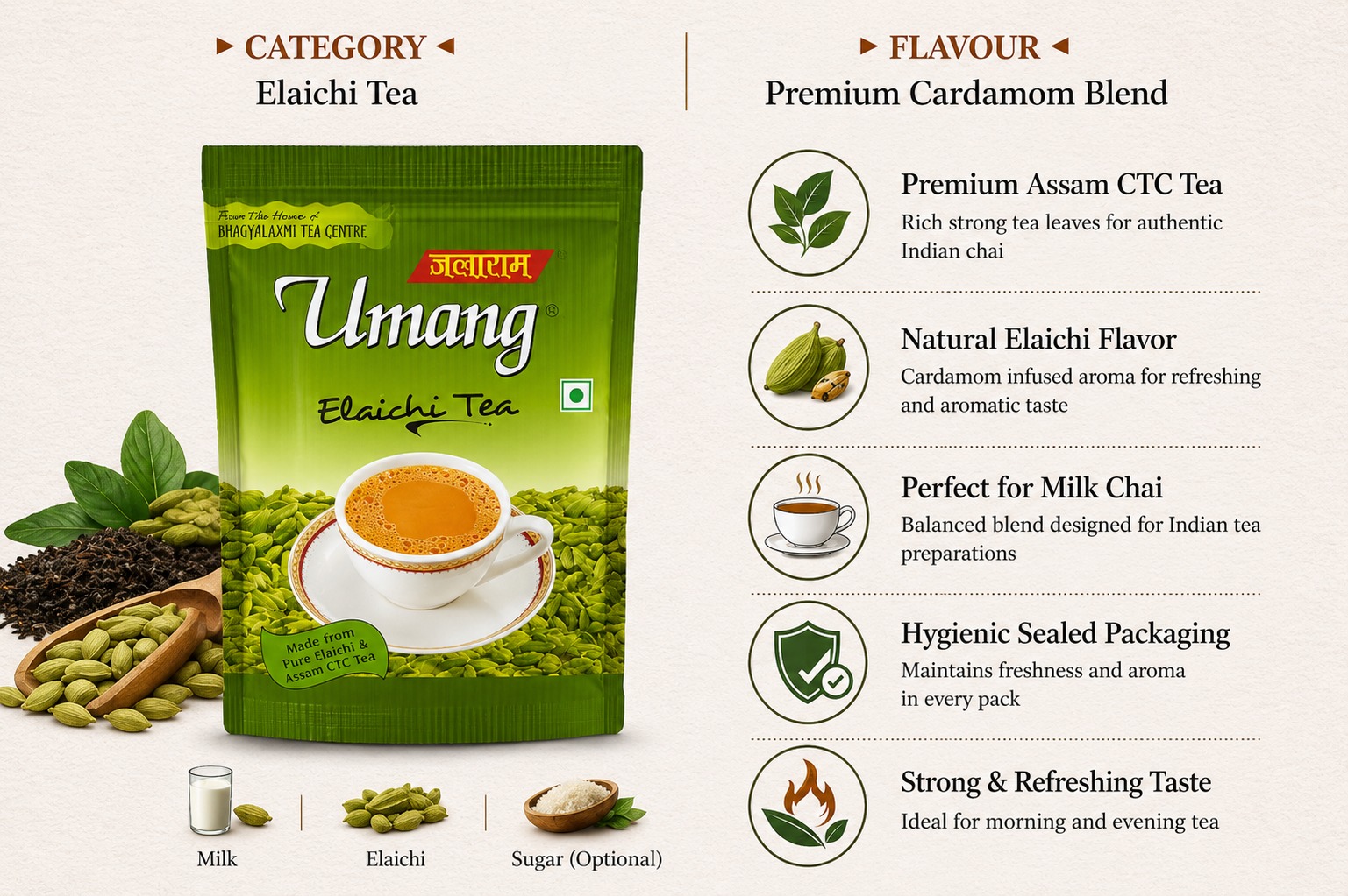 Umang Elaichi Tea - 500gm – Aromatic Cardamom Tea | Premium Assam CTC Chai - Image 2