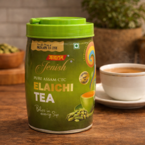 Buy Jalaram Jenish Elaichi Tea Jar 250gm – Aromatic Cardamom Chai | Assam CTC Tea